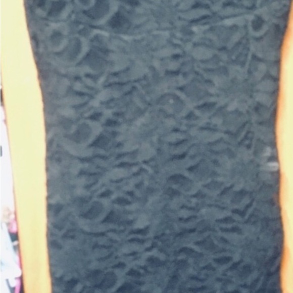 The Vintage Shop medium black stretch lace V-neck sleeveless lined midi dress - Picture 4 of 8